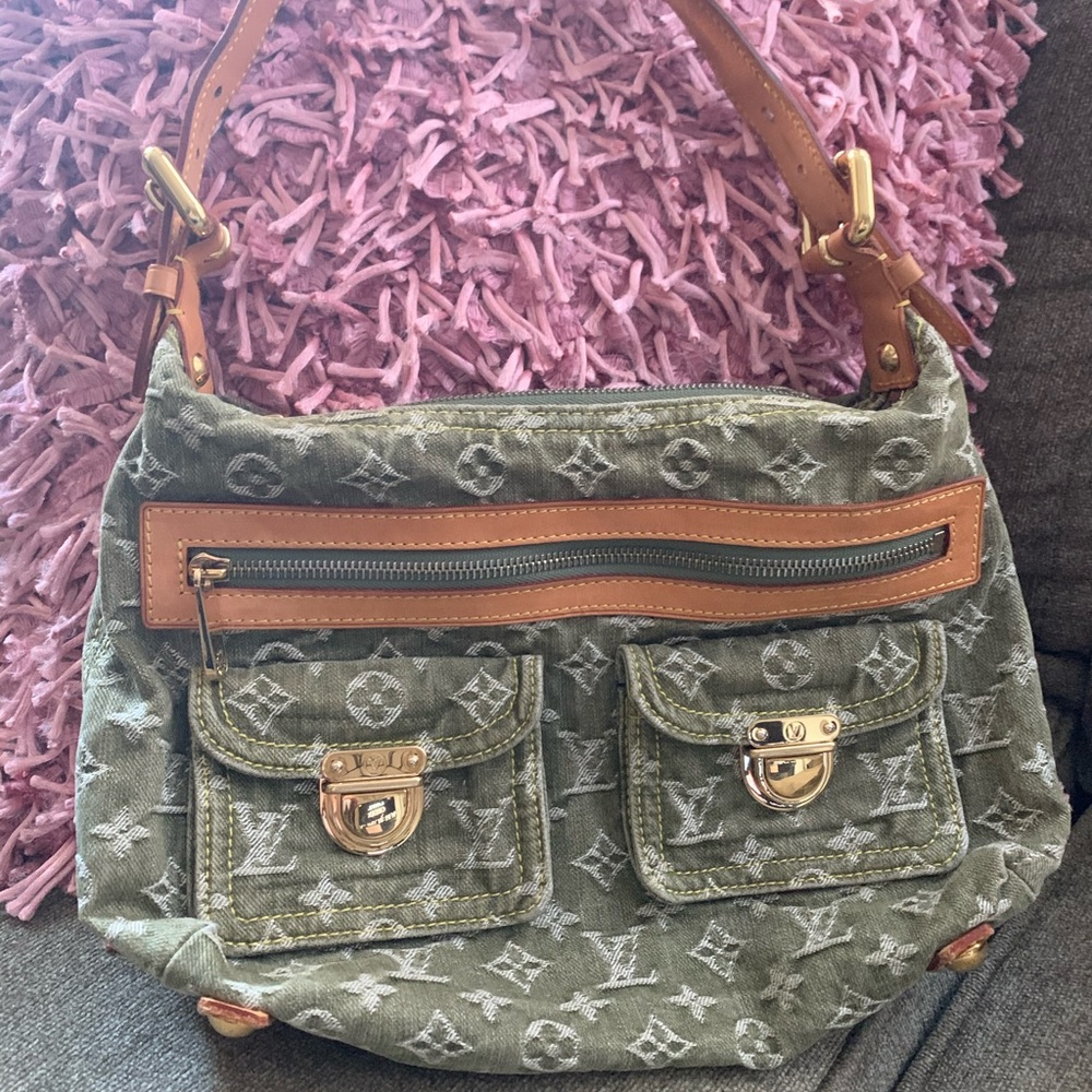 Authentic Louis Vuitton Hobo Denim Shoulder Bag